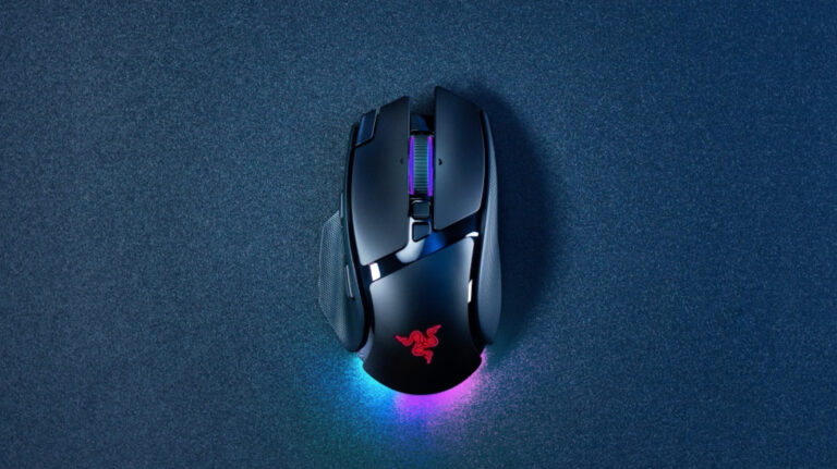 A mouse on a mouse pad.
